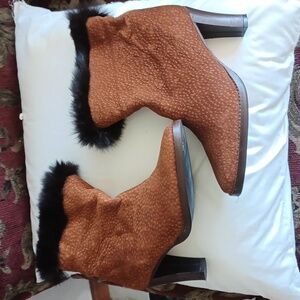 FEBO Argentina Leather Rabbit fur BOOTS Size 35, US 5.5